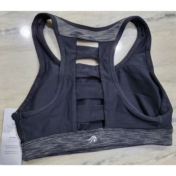 Ideology Small Mid Impact Sport Bra Black Gray RapiDry - Picture 5 of 10